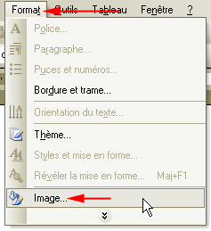Menu: Format / Image