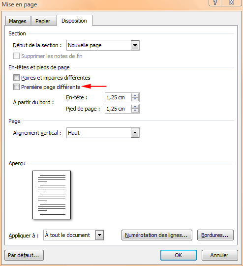Décocher l'option