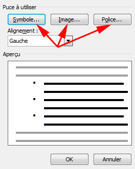 Personnaliser la liste à puces
